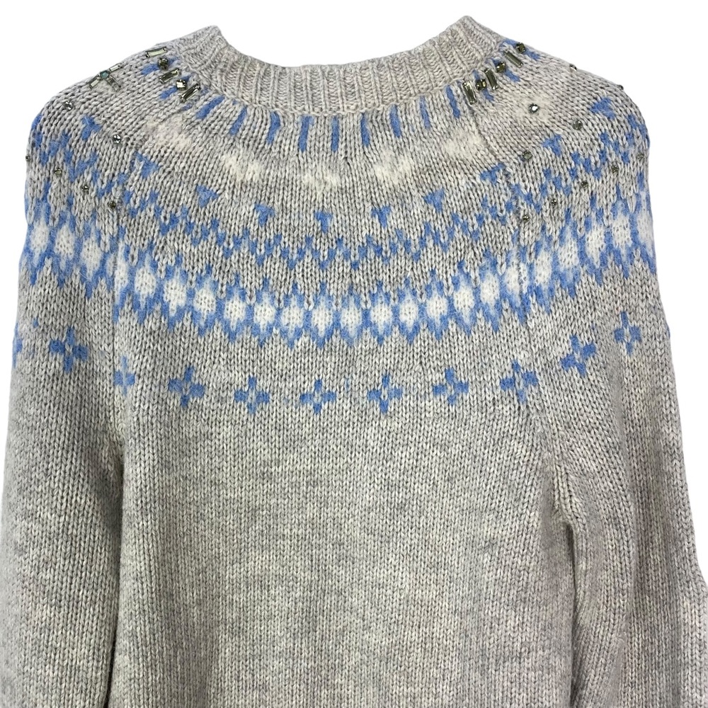 J. Crew Fair Isle Sweater Alpaca Merino Lambs Wool Crewneck Womens Sz XS Cream - Picture 6 of 13